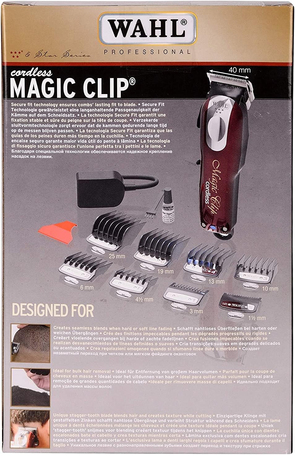 Máquina Corte de Cabelo - Magic Clip Cordless, Wahl, 08148-048, Vermelha